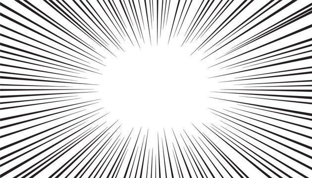 Radial black speed lines emanating from a white central void, creating a dynamic burst effect perfect for action.