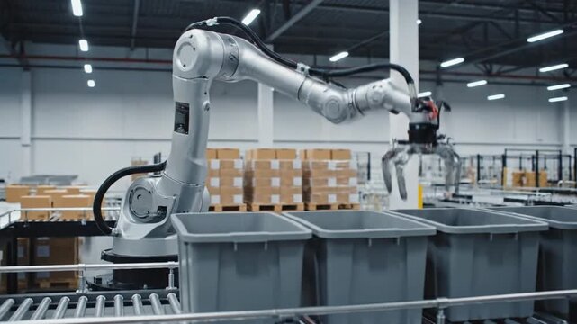 Automated Logistics System with Robotic Arm Sorting Packages