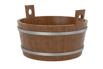 Wooden bucket on white background. Isolated 3D illustration © Sergey Ilin