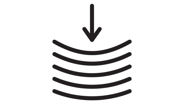 Icon depicting compression, indicating pressure applied to multiple layers, represented by curved lines