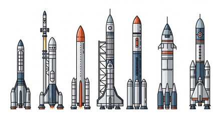 Collection of various rockets and spacecraft designs. © Dolar