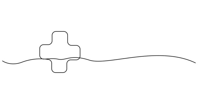 Video. Linear continuous drawing of plus and minus sign . Single editable line drawing of negative and positive icons. Animation on white background 4K.