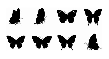 set of butterflies silhouettes