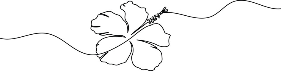 Hibiscus flower continuous one line art drawing minimalist style © Line Art King