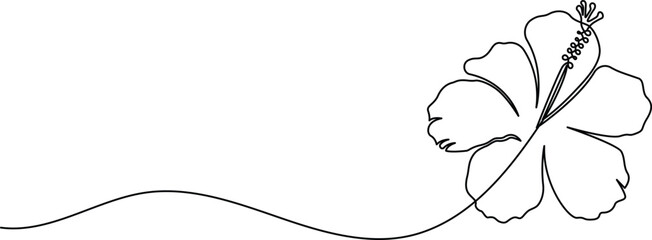 Hibiscus flower continuous one line art drawing minimalist style © Line Art King