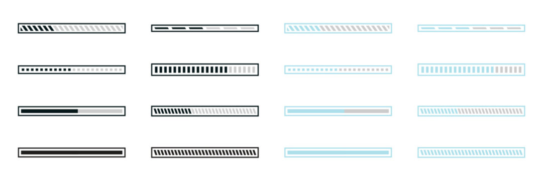 Modern loading progress bar user interface elements in minimal style for web, app, dashboard, and digital interface design.