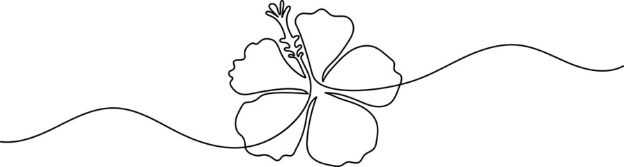 Hibiscus flower continuous one line art drawing minimalist style © Line Art King