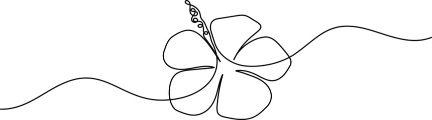 Hibiscus flower continuous one line art drawing minimalist style © Line Art King
