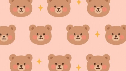 Fototapeta premium Cute bear pattern desktop wallpaper