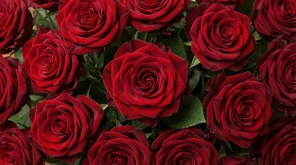 Naklejka premium Luxurious Red Roses Close-up: Symbol of Love, Romance, and Beauty