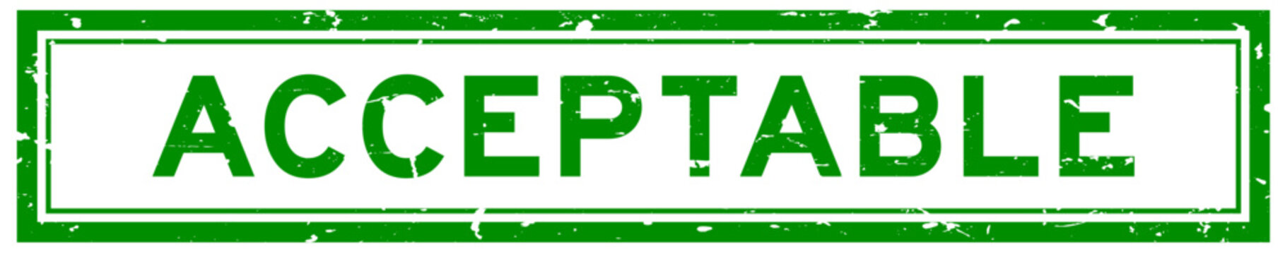 Grunge green acceptable word square rubber seal stamp on white bacckground