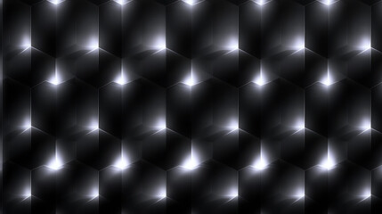 Obraz premium Black and white abstract background with grid pattern and glowing effects.