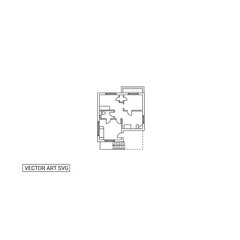 Simple Floor Plan Blueprint - Black and White Line Drawing