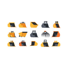 Construction Vehicle Buckets and Attachments - Heavy Equipment Set © sova