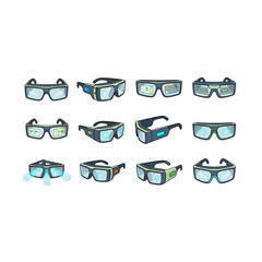 Smart Glasses and Augmented Reality Icons. Futuristic Wearable Tech © sosi