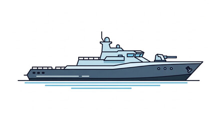 Modern Navy Patrol Boat Illustration.
