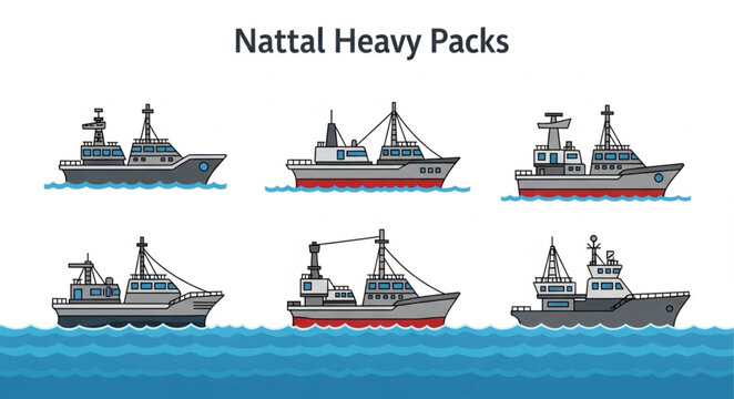 Nattal Heavy Packs Naval Ships Illustration.