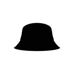 Fototapeta premium Stylish black bucket hat silhouette isolated on white background.