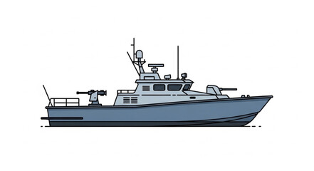 Navy Patrol Boat Illustration Side View. © Jmo