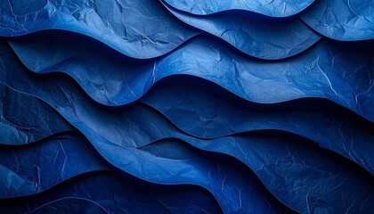 深いブルーの和紙が波のように重なる立体的なテクスチャ背景
