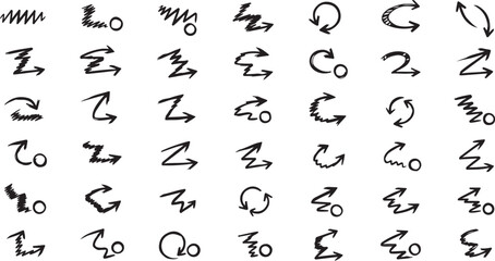 Naklejka premium Scribble Direction Arrow Icons Collection