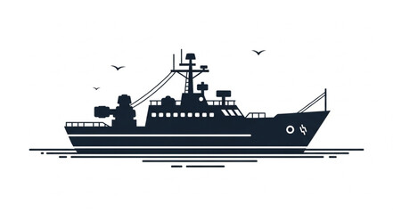 Obraz premium Navy Ship Silhouette Illustration Design.