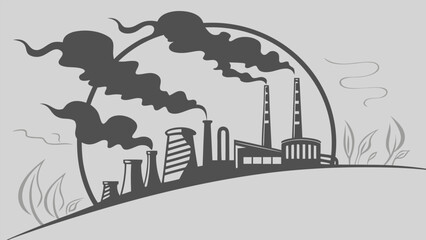 Obraz premium Industrial Smoke Forming Globe Shape Vector Illustration