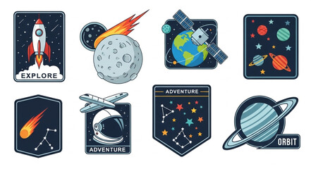 Space exploration and cosmic elements collection. © Efan