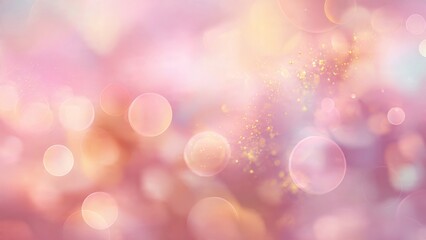 Obraz premium Abstract Dreamy Pink Bokeh Background with Bubbles and Gold Glitter