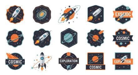 Collection of Space Exploration Badges and Emblems. © Efan