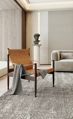 Naklejka premium Large luxury modern bright interiors Living room mockup illustration 3D rendering Generated Color Image