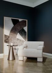 Naklejka premium Large luxury modern bright interiors Living room mockup illustration 3D rendering Generated Color Image