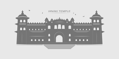 Janaki Temple Janakpur Nepal – Historic Mithila Palace Temple Architecture Vector Illustration © Himal
