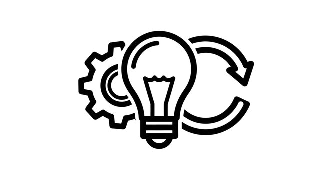 Idea Generation and Continuous Improvement Process Icon, Isolated White Background.