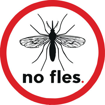 No flies sign with mosquito vector illustration for pest control
