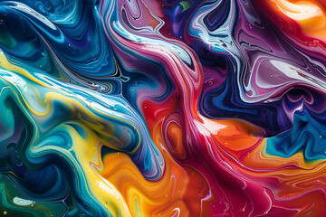 Obraz premium Abstract Flowing Paint Spectrum with Smooth Fluid Transitions