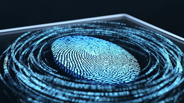 Security Zero Trust concepts. Advanced Biometric Fingerprint Scan Providing Strong Digital Security With Zero Trust Architecture For Personal Data Protection Against Cyber Threats On Futuristic