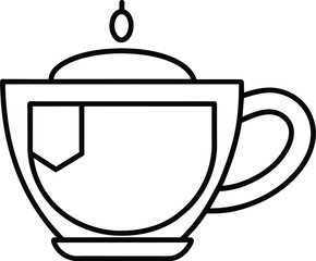 Obraz premium Modern Line Art Tea Cup With Lid Hot Beverage Icon Symbol