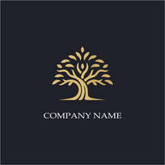 Obraz premium Elegant Tree Brand Logo in Gold