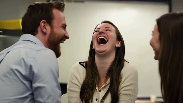 Shared Laughter Moment: A candid capture of a joyful moment, featuring friends sharing infectious laughter, creating an atmosphere of warmth and camaraderie.