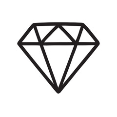 Diamond Gemstone Outline Icon Luxury Jewel Vector Illustration Design Symbol
