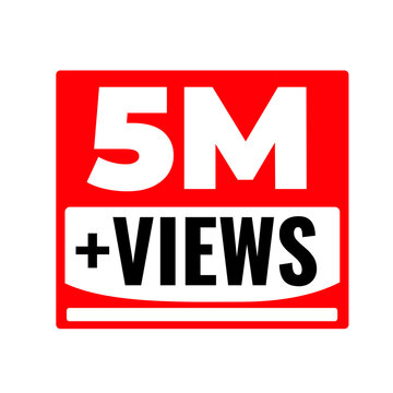 5M Views Audience Engagement Counter PNG, Platform Growth Badge Icon, Engagement Boost Label Graphic, Popular Content Tag Design, Viewer Count Sticker PNG