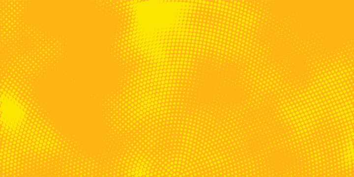 Retro yellow halftone pattern. Retro comic gradient background. Bright orange pixelated dotted texture overlay concept. vector ilustration design