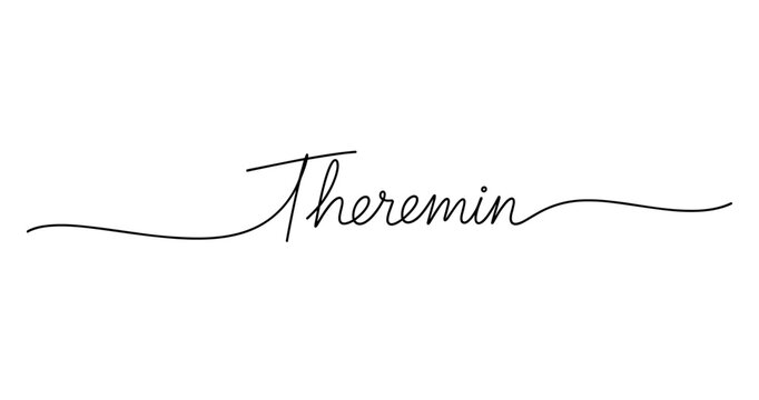 Elegant black script word 'theremin' on white background. No editable strokes