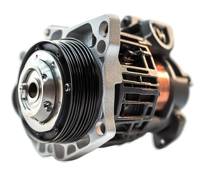 Alternator Isolated on White Background - Reliable Alternator for Car Electrical System