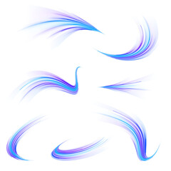 Fototapeta premium Electric blue neon waves glow across dark space. Motion streaks ripple with digital rhythm. Futuristic energy background showing speed and technology flow.