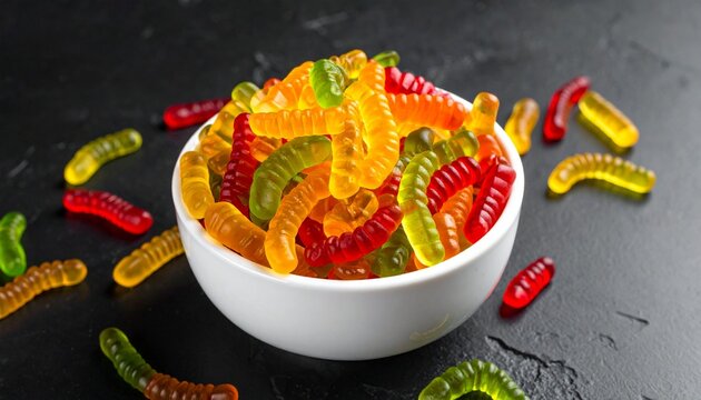 Fruchtgummi-W&uuml;rmer in Schale
