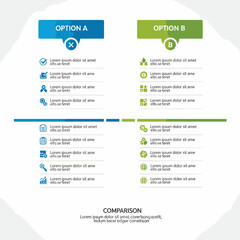 Obraz premium Comparison of Option A and Option B with detailed features and benefits presented in a clear, organized infographic format.