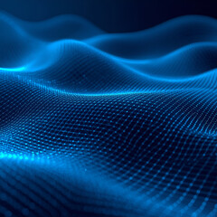 Obraz premium Dynamic blue wave pattern with glowing dots and lines