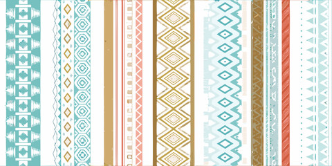 Colorful geometric patterns creating a vibrant vertically oriented textile design